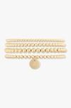 Cuffed By Nano Classic Initial Coin 14k Gold Filled Bead Four Bracelet Stack