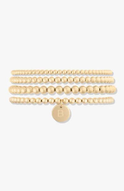 Cuffed By Nano Classic Initial Coin 14k Gold Filled Bead Four Bracelet Stack