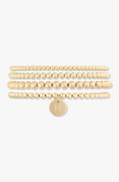 Cuffed By Nano Classic Initial Coin 14k Gold Filled Bead Four Bracelet Stack