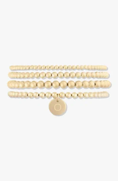 Cuffed By Nano Classic Initial Coin 14k Gold Filled Bead Four Bracelet Stack