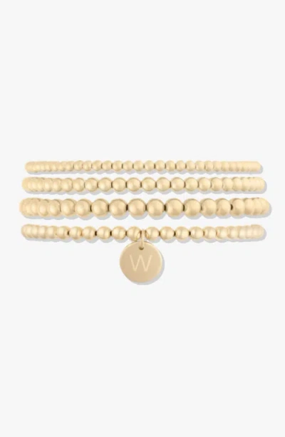 Cuffed By Nano Classic Initial Coin 14k Gold Filled Bead Four Bracelet Stack