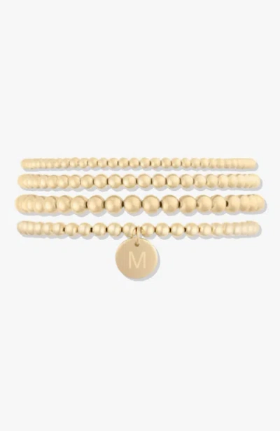 Cuffed By Nano Classic Initial Coin 14k Gold Filled Bead Four Bracelet Stack