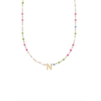 Cuffed By Nano Custom Initial Dainty Colorful Enamel 14k Gold Filled Necklace