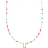 Cuffed By Nano Custom Initial Dainty Colorful Enamel 14k Gold Filled Necklace In Burgundy