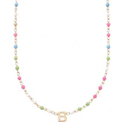 Cuffed By Nano Custom Initial Dainty Colorful Enamel 14k Gold Filled Necklace In Multi