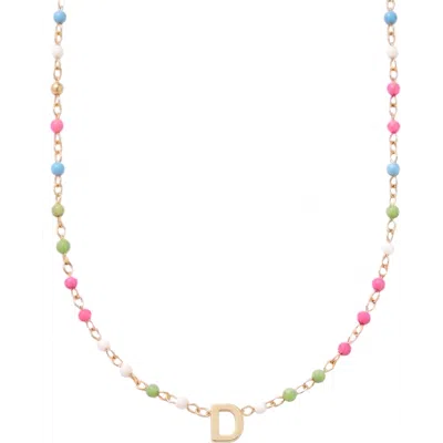 Cuffed By Nano Custom Initial Dainty Colorful Enamel 14k Gold Filled Necklace In Multi