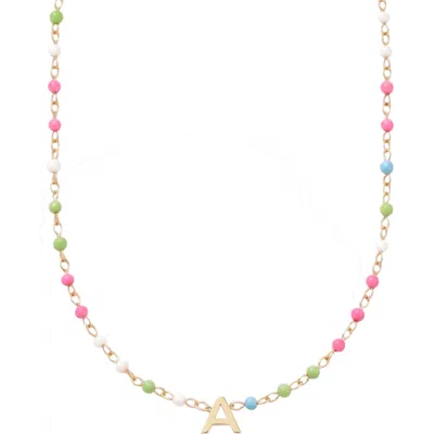 Cuffed By Nano Custom Initial Dainty Colorful Enamel 14k Gold Filled Necklace In Multi