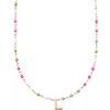 Cuffed By Nano Custom Initial Dainty Colorful Enamel 14k Gold Filled Necklace In Multi