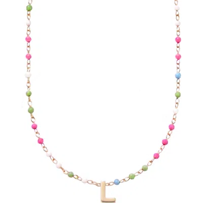 Cuffed By Nano Custom Initial Dainty Colorful Enamel 14k Gold Filled Necklace In Multi