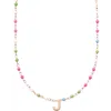 Cuffed By Nano Custom Initial Dainty Colorful Enamel 14k Gold Filled Necklace In Multi