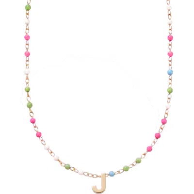 Cuffed By Nano Custom Initial Dainty Colorful Enamel 14k Gold Filled Necklace In Multi