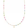 Cuffed By Nano Custom Initial Dainty Colorful Enamel 14k Gold Filled Necklace In Multi