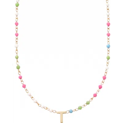 Cuffed By Nano Custom Initial Dainty Colorful Enamel 14k Gold Filled Necklace In Multi