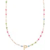 Cuffed By Nano Custom Initial Dainty Colorful Enamel 14k Gold Filled Necklace In Multi
