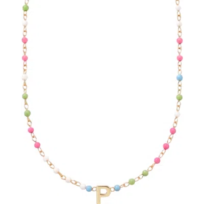 Cuffed By Nano Custom Initial Dainty Colorful Enamel 14k Gold Filled Necklace In Multi