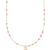 Cuffed By Nano Custom Initial Dainty Colorful Enamel 14k Gold Filled Necklace In Multi