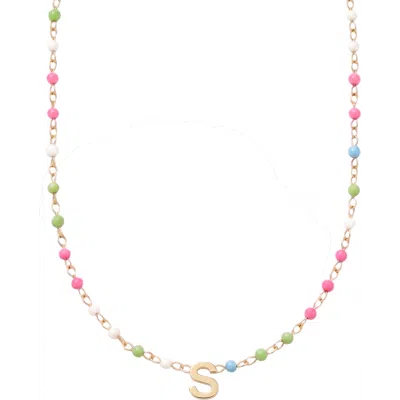 Cuffed By Nano Custom Initial Dainty Colorful Enamel 14k Gold Filled Necklace In Multi