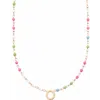 Cuffed By Nano Custom Initial Dainty Colorful Enamel 14k Gold Filled Necklace In White