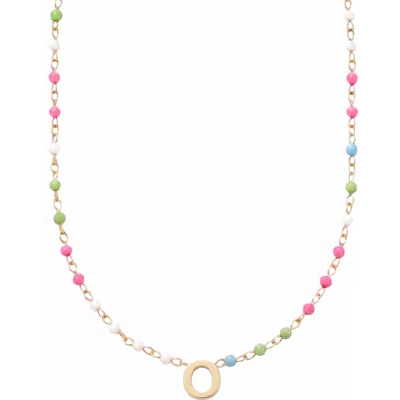 Cuffed By Nano Custom Initial Dainty Colorful Enamel 14k Gold Filled Necklace In White