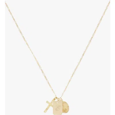 Cuffed By Nano Custom Initial St. Christopher Protection 14k Gold Filled Necklace