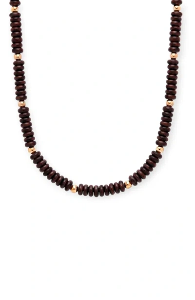 Cuffed By Nano Dark Chocolate And 14k Gold Filled Beaded Necklace In Brown