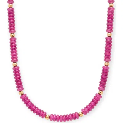 Cuffed By Nano Fuchsia And 14k Gold Filled Beaded Necklace In Multi