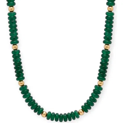 Cuffed By Nano Green And 14k Gold Filled Beaded Necklace