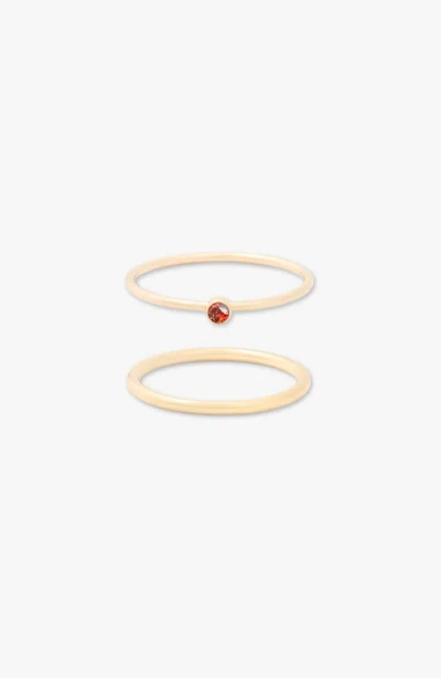 Cuffed By Nano January Birthstone 14k Gold Filled Dainty Ring Stacking Set In Black