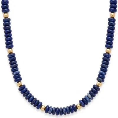 Cuffed By Nano Lapis Lazuli And 14k Gold Filled Beaded Necklace In Blue