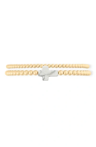 Cuffed By Nano Marble Cross Juno 14k Gold Filled Bead Bracelet Two Stack