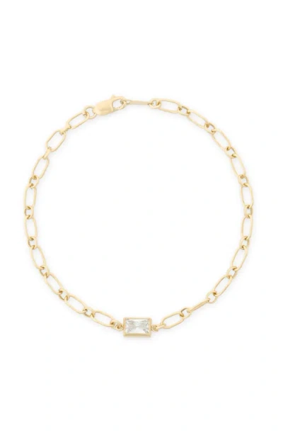 Cuffed By Nano Neeks Open Link Rectangle Bezel Stone Bracelet In Green