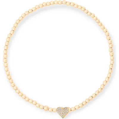 Cuffed By Nano Pavé Heart 14k Gold Filled Bead Bracelet