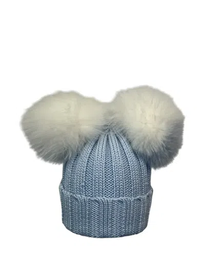 Cuffie Regina Babies' Pompom Beanie Hat In Blue