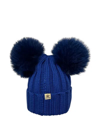 Cuffie Regina Babies' Pompom Wool Hat In Blue