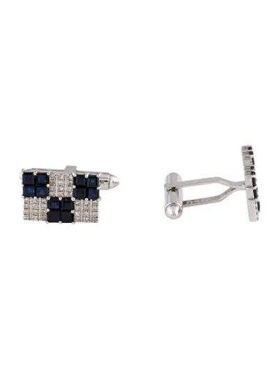 Pre-owned Cufflinks 14k 2.40ctw Sapphire & Diamond  In Multi