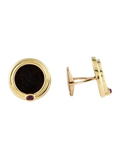 Pre-owned Cufflinks 14k Coin & Ruby Cuflinks In Multi