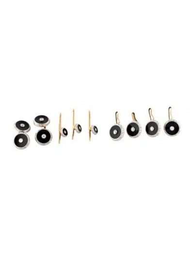 Pre-owned Cufflinks 14k Diamond & Onyx  In Multi