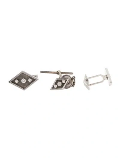 Pre-owned Cufflinks 14k Diamond  & Pin In Multi