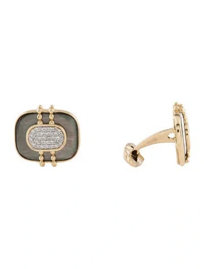 Pre-owned Cufflinks 14k Mother Of Pearl & Diamond  In Multi