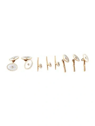 Pre-owned Cufflinks 14k Mother Of Pearl & Pearl  In Multi