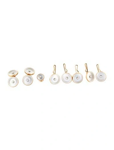 Pre-owned Cufflinks 14k Mother Of Pearl & Pearl  In Multi