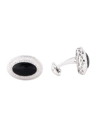 Pre-owned Cufflinks 14k Onyx & Diamond  In Multi