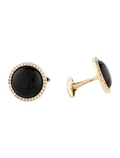Pre-owned Cufflinks 14k Onyx & Diamond  In Multi