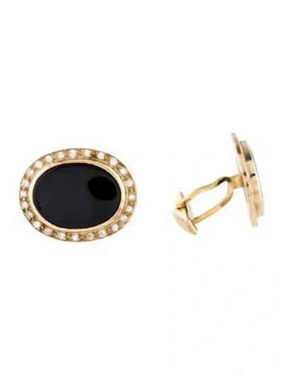 Pre-owned Cufflinks 14k Onyx & Diamond  In Multi