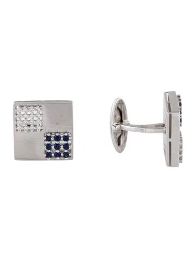 Pre-owned Cufflinks 14k Sapphire & Diamond  In Multi