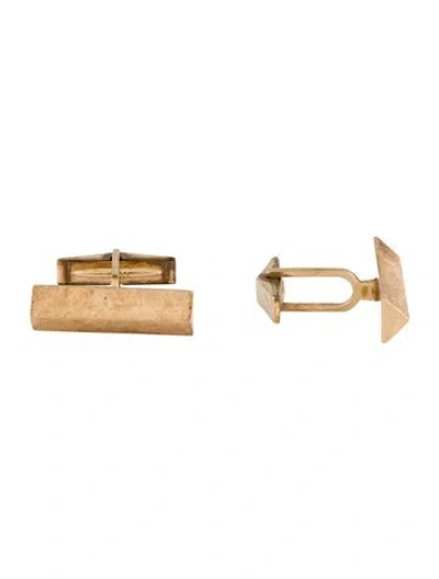 Pre-owned Cufflinks 14k Textured Triangular Bar Cufflink In Multi
