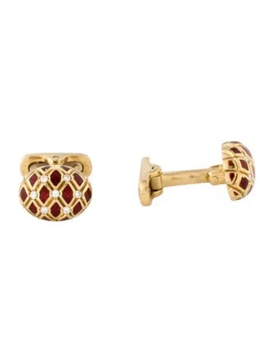 Pre-owned Cufflinks 18k Diamond & Resin  In Multi