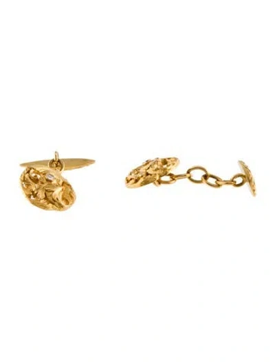 Pre-owned Cufflinks 18k Diamond Dragon  In Multi