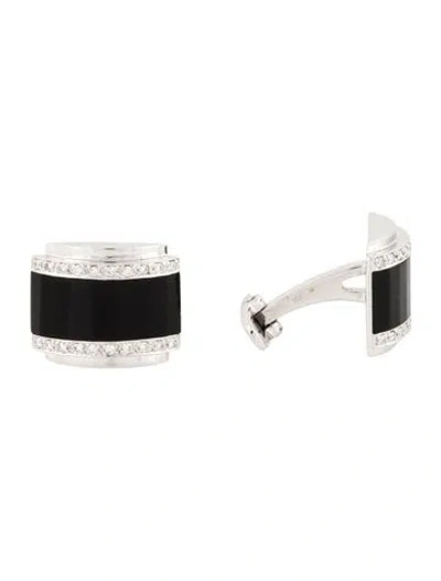Pre-owned Cufflinks 18k Onyx & Diamond  In Multi