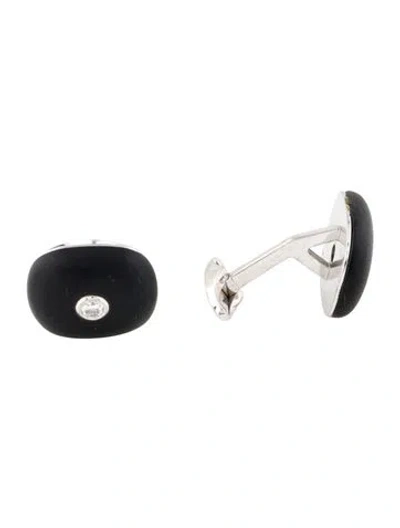 Pre-owned Cufflinks 18k Onyx & Diamond  In Multi